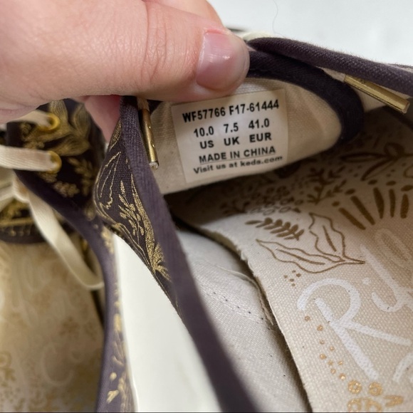 Keds x Rifle Paper Co. Black with Gold Floral Design Size 10 - Picture 7 of 7